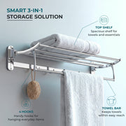 Plantex Stainless Steel Towel Holder in Bathroom/Cloth Hanger for Wall/Towel Rack/Bathroom Accessories (18 Inch - Chrome)