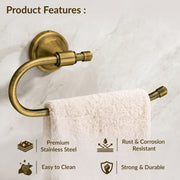 Plantex Stainless Steel 304 Grade Niko Napkin Holder/Towel Holder/Towel Hanger for Kitchen/Towel Ring/Bathroom Accessories - (Pack of 1,Brass Antique)