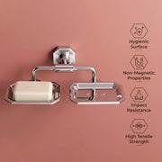 Plantex 304 Grade Stainless Steel Dual Soap Holder/Soap Stand/Soap Dish/Bathroom Accessories - Nipron (Chrome)