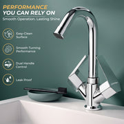 Plantex Sink Tap for Kitchen Basin with Teflon Tape/Kitchen Mixer Tap with 360° Swivel Spout/Hot and Cold Mixer (Celesiya-1240-Chrome)