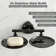 Plantex J4 Stainless Steel Double Soap Dish for Bathroom/Soap Holder for Bathroom/Wall Mounted Soap Holder/Bathroom Accessories (PVD Black Finish) Angel
