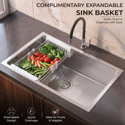 Plantex Guranteed 304 Grade Stainless Steel Kitchen Sink/Sink For Kitchen with 7 Years of Warranty by Plantex/Single Bowl Sink with All Fittings & Drain Rack Included (Silver Matt - 30x18 Inches)