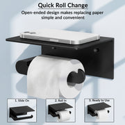 Plantex Space Aluminium Toilet Paper Holder with Mobile Stand/Tissue Paper Roll Holder/Toilet Roll Holder for Bathroom Accessories (Black)