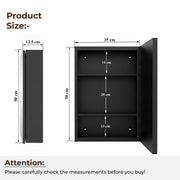 Plantex Bathroom Cabinet with Mirror/Aluminium Framed Bathroom Cabinet Storage/Mirror Cabinet for Bathroom Wall/Bathroom Organiser Cabinet (14x20 Inch, Black)
