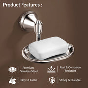 Plantex 304 Grade Stainless Steel Soap Dish/Soap Stand/Soap Tray/Soap Holder for Bathroom Accessories - Niko (Chrome)