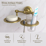 Plantex 304 Grade Stainless Steel 2in1 Soap Holder with Tumbler Holder/Bathroom Accessories - Skyllo (Antique)