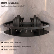 Plantex Bathroom Corner Shelf for Wall Mount/304 Grade Stainless Steel Corner Shelf for Bathroom with Railings/Bathroom Accessories - Pack of 2  (9x9 inches, Black)