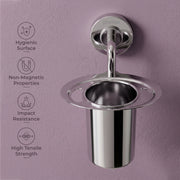 Plantex 304 Grade Stainless Steel Tumbler Holder/Tooth Brush and Tooth Paste Holder/Tooth Brush Holder for Bathroom Accessories - Daizy (Chrome)