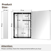 Plantex Bathroom Mirror Cabinet/304 Stainless Steel Bathroom Cabinet with Mirror/Bathroom Storage Cabinet/Wall Mounted Mirror Bathroom Cabinet (14x20 Inch, Chrome)