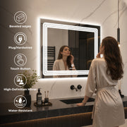 Plantex Glass LED Mirror for Bedroom/Wall with 3 Lighting Option/Smart Mirror for Living Room/Bedroom/Dressing Room - Rectangle Shape (18 X 24 Inch)