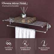 Plantex 304 Grade Stainless Steel Towel Rack with Rod/Towel Hanger for Bathroom/Towel Holder/Stand/Bathroom Accessories - Skyllo (18 inch -Chrome)