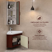 Plantex Vanity Set for Bathroom/Wall Mount Vanity Cabinet with Washbasin and Mirror/Corner Washbasin with Unbrackable Cabinet Full Set/Bathroom Accessories - (461, Brown)