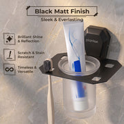 Plantex Tumbler Holder for Bathroom/304 Grade Stainless Steel Toothbrush Holder/Toothpaste/Razor Holder/Bathroom Accessories - Pack of 1 (PMB-2406, Z-Black)