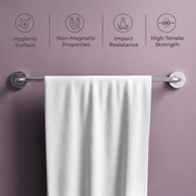 Plantex 304 Grade Stainless Steel Towel Hanger for Bathroom/Single Towel Rod/Towel Bar/Bathroom Accessories - Daizy (Chrome)
