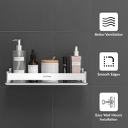 Plantex Stainless Steel Bathroom Shelf Rack/Bathroom Organizer/Wall Shelf for Bathroom Accessories Set/Kitchen Stand/Kitchen Shelves & Racks - Chrome (12x5 Inch)