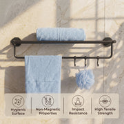 Plantex 304 Grade Stainless Steel Towel Rack for Bathroom/Towel Stand with Hook/Hanger for Cloth/Bathroom Accessories - Nipron (24Inch - Black)