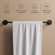 Plantex Towel Rod for Bathroom/304 Grade Stainless Steel Towel Hanger/24 Inch Towel Bar for Bathroom/Single Towel Rod/Bathroom Accessories - (Daizy - Black)