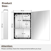 Plantex Bathroom Mirror Cabinet/304 Stainless Steel Bathroom Cabinet with Mirror/Bathroom Storage Cabinet/Wall Mounted Mirror Bathroom Cabinet (16x24 Inch, Chrome)