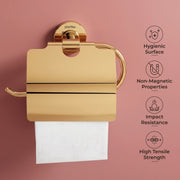 Plantex 304 Grade Stainless Steel Toilet Paper Roll Holder/Tissue Paper Holder/Bathroom Tissue Holder/Bathroom Accessories - Daizy (Golden)