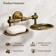 Plantex 304 Grade Stainless Steel Double soap Holder Stand for Bathroom and wash Basin/Bathroom Accessories - Niko (Antique)