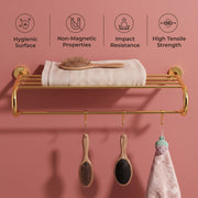 Plantex 304 Grade Stainless Steel 24 inch Towel Rack for Bathroom/Towel Stand/Hanger/Bathroom Accessories - Daizy (Golden)