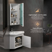 Plantex Unbreakable Wall Mount Vanity Cabinet with Washbasin and Mirror/Corner Basin with Cabinet for Bathroom - (406, White)