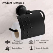 Plantex 304 Grade Stainless Steel Tissue/Toilet Paper Roll Holder Stand for washroom Bathroom Accessories - Pack of 1 Niko (Black)