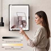 Plantex LED Mirror Cabinet for Bathroom/ABS Storage Cabinet/Mirror Cabinet for Wall/Mirror with Storage for Bathroom - 18x14 Inch (CAB-118, Black)
