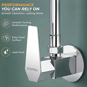 Plantex Angle Valve with Wall Flange & Teflon Tap/Angle Cocke for Bathroom/Bathroom Accessories -Chrome (Celesiya-1244)