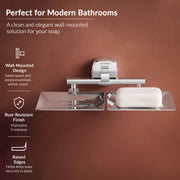 Plantex 304 Grade Stainless Steel  Double Soap Dish/Soap Case/Soap Holder/Soap Stand for Bathroom Accessories - Maxx (Chrome)