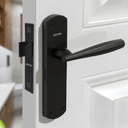 Plantex Heavy Duty Door Lock Ã¢â‚¬â€œ Bathroom Door Lock/Mortise 8inch Keyless Plate Handle Set for Home/Bathroom/Store Room/Balcony/Office with Baby Latch (8135-Z-Black)