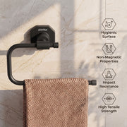 Plantex 304 Grade Stainless Steel Napkin Holder/Towel Hanger/Napkin Ring for Wash Basin/Towel Holder for Kitchen/Bathroom Accessories - Nipron (Black)