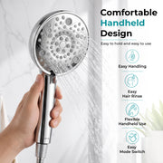 Plantex ABS 8 mode Bathroom Shower Set with 304 Stainless Steel 1.5 meter Flexible Hose Pipe/Handheld Shower Head with 10-inch Round Shower Head-Chrome
