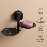 Plantex 304 Grade Stainless Steel Double Soap Holder/Soap Stand/Soap Dish for Bathroom and Wash Basin- Daizy (Black)