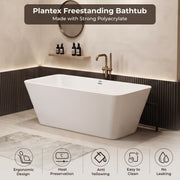 Plantex Freestanding Bathtub for Bathroom/Acrylic Bath tub for Adults/Deep Soaker Bathtub with Overflow, Popup and Drain Pipe (BSM-209-White-1700mm)