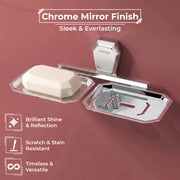 Plantex Double Soap Dish for Bathroom/304 Grade Stainless Steel Dual Soap Holder/Soap Case/Soap Stand/Bathroom Accessories - Pack of 1 (PM-2408, Chrome)