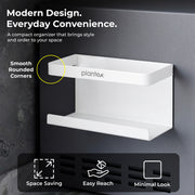 Plantex Carbon Steel Magnetic Shelf For Kitchen/Fridge Organizer Spice Rack/Shelf For Refrigerator - Wall Mount & Railing Mount, Floating Shelves (White)