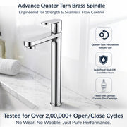 Plantex Pure Brass High Neck Pillar Cock tap for wash Basin with Teflon Tape/Table top wash Basin tap (OCE-1322, Chrome)