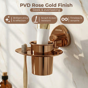 Plantex J4 Stainless Steel Toothbrush Holder for Bathroom/Toothbrush Stand for Bathroom/Tumbler Holder/Bathroom Accessories (PVD Rose Gold Finish) Angel