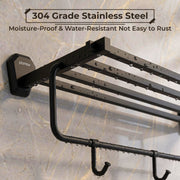 Plantex Towel Rack for Bathroom/304 Grade Stainless Steel Towel Stand/24 Inch Towel Hanger/Towel Holder/Bathroom Accessories - Pack of 1 (PMB-2401, Z-Black)