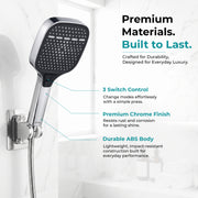 Plantex Hand Shower for Bathroom/3 Mode Multifunctional Shower/5-Inch ABS Plastic Silicone Handheld Shower/Easy Mode Switching – (Chrome, APS-679)