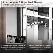 Plantex Bathroom Mirror Cabinet/304 Stainless Steel Bathroom Cabinet with Mirror/Bathroom Storage Cabinet/Wall Mounted Mirror Bathroom Cabinet (24x32 Inch-Chrome/Double Door)