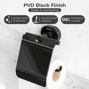 Plantex J4 Stainless Steel Toilet Paper Holder for Bathroom/Tissue Holder for Washroom/Toilet roll Holder for Wall Mounted/Bathroom Accessories (PVD Black Finish) Onix