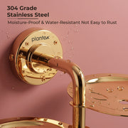Plantex 304 Grade Stainless Steel Double Soap Holder for Bathroom/Soap Dish/Soap Stand for Bathroom Wall/Bathroom Accessories - Daizy (Golden)