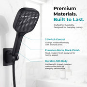 Plantex Hand Shower for Bath/3 Mode Multifunctional Shower/5-Inch ABS Plastic Silicone Handheld Shower/Easy Mode Switching – (Black, APS-609)