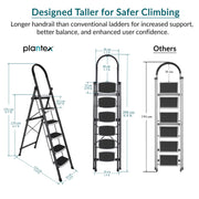 Plantex Steel 6 Step Ladder for Home/Wide Anti Skid 6 Step Ladder Foldable/5 Year Manufacturer Warranty By Plantex (Gray & White)