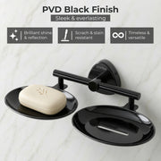 Plantex J4 Stainless Steel Double Soap Dish for Bathroom/Soap Holder for Bathroom/Wall Mounted Soap Holder/Bathroom Accessories (PVD Black Finish) Angel