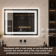 Plantex Glass LED Mirror for Bedroom/Wall with 3 Lighting Option/Smart Mirror for Living Room/Bedroom/Dressing Room - Rectangle Shape (18 X 24 Inch)