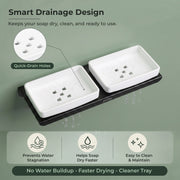 Plantex Stainless Steel with ABS Material Double Soap Dish/Soap Holder/Wall Mounted Soap Holder for Bathroom Accessories - Matt Black
