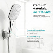Plantex ABS Hand Shower for Bath/Self Cleaning Hand Shower/Rectangle Shower Head for Home & Hotel/Handheld Shower Without Hose Pipe - (Chrome, H326)